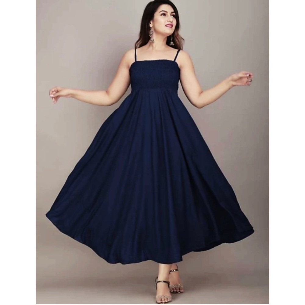 👗Brand New Navy Blue Fit & Flared long dress for Women👗 - Picture 1 of 13